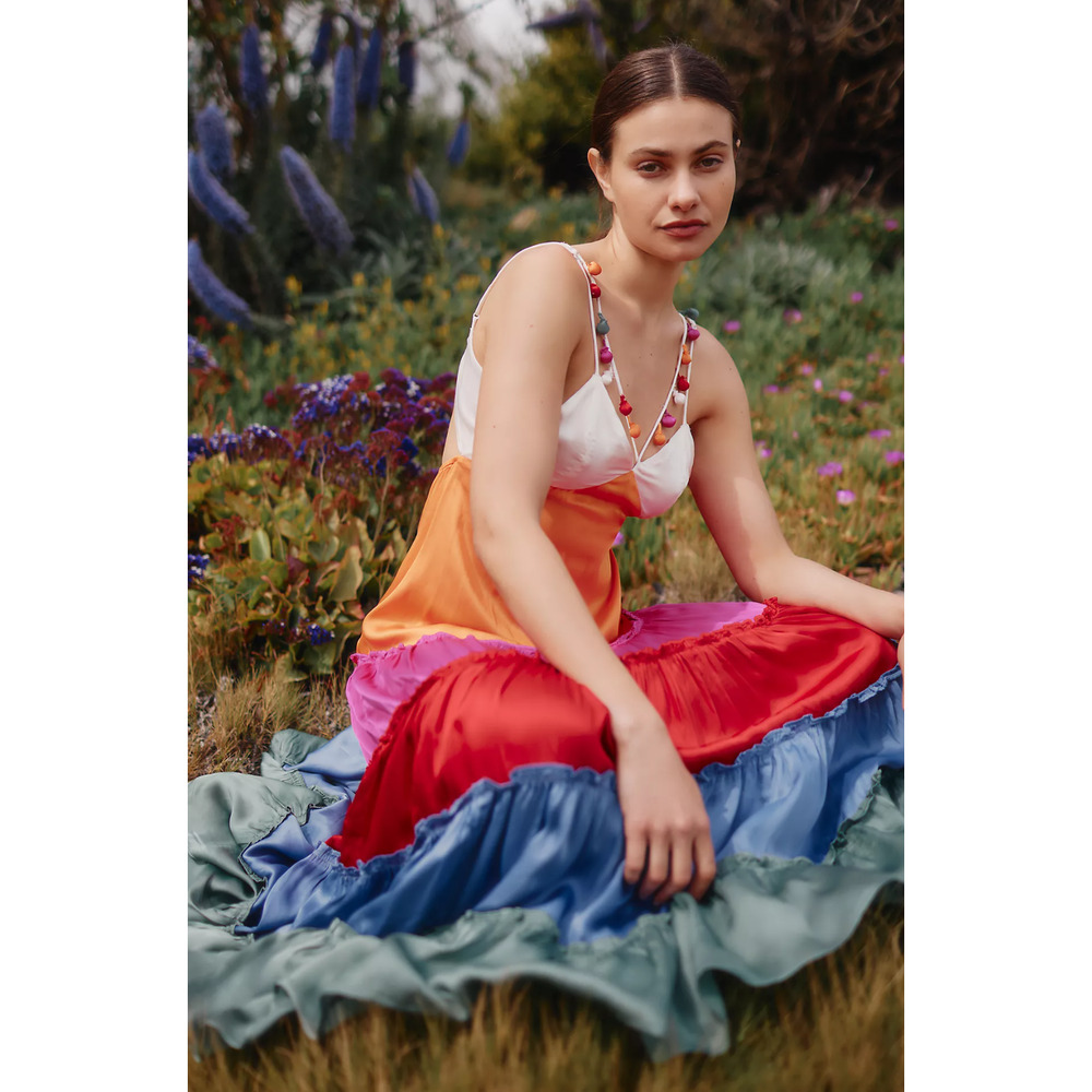 Anthropologie Rainbow V-Neck Maxi Dress - New Small - Picture 2 of 5